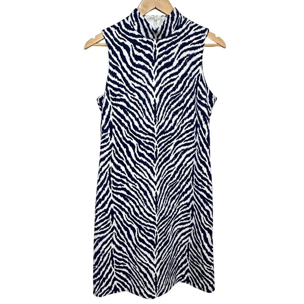 J.‎ McLaughlin Delaney Montego Sheath Dress Large Navy Zebra Scuba Sleeveless
